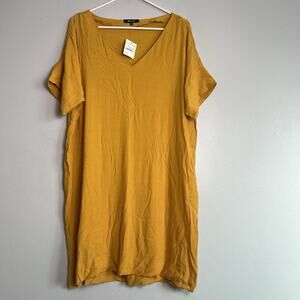 NWT Madewell Novel T Shirt Dress Sz M Yellow 100% Viscose Casual